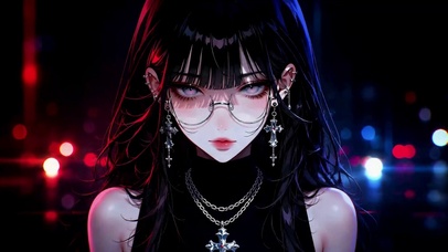 赛博朋克酷黑二次元美少女