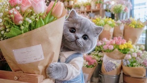 花店里的灰猫