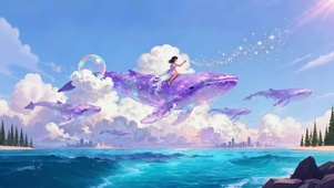 情侣壁纸—鲸鱼遨游