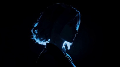 夜之荧蓝神秘动漫美女的极简光语