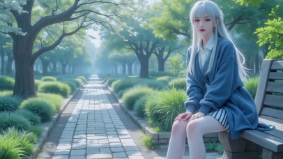 白色长发清纯气质小甜妹