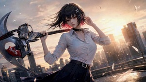 日落天台机械镰刀美少女