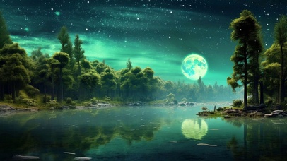 美丽湖泊夜景