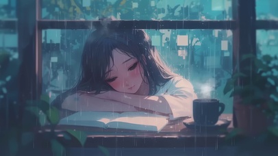 雨夜安静的女孩