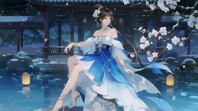 治愈古风长裙梅花女孩