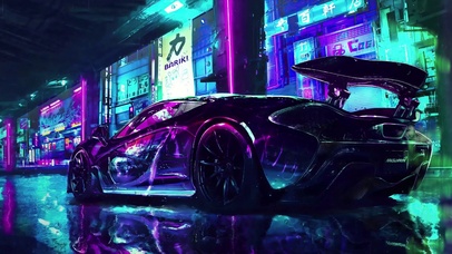 城市街头赛博朋克炫酷跑车