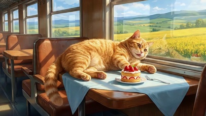 窗边橘猫看风景