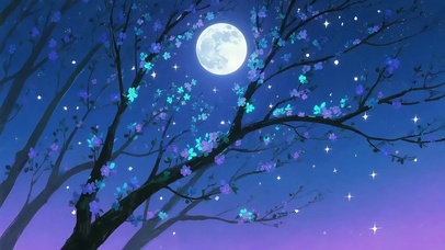 月光洒落枝头