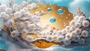 简约雪景树木带鱼屏