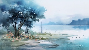 水墨风景ai插画