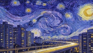 赛博油画都市夜景