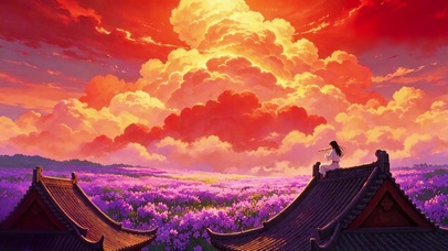 红云檐顶吹笛少年