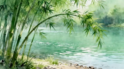 河流边的竹林