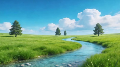 草原河流
