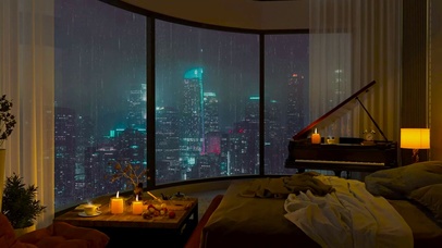 安静都市雨夜房间