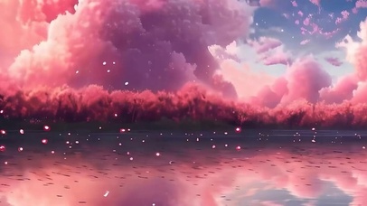 云彩树木河流带鱼屏