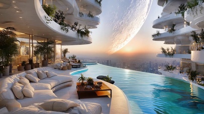 唯美的别墅泳池