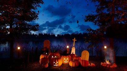 秋天湖边南瓜夜