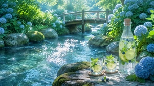 清新溪流夏日治愈风景