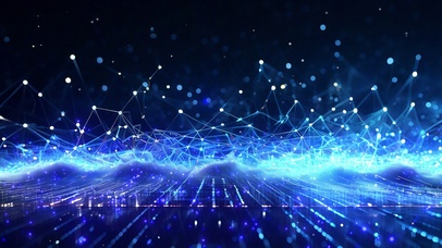 唯美科幻线条粒子上升