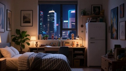 4K夜晚温馨卧室