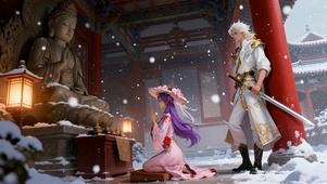 佛殿祈祷李白王昭君