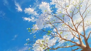 蓝天白云鲜花