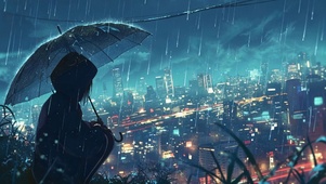 雨中一人