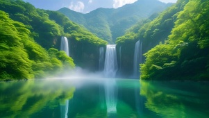 护眼绿色瀑布