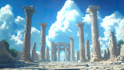 阳光宏伟古罗马遗迹