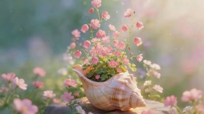 海螺壳鲜花