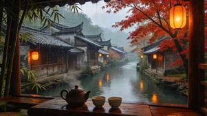 秋雨江南水乡