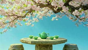 中式仙境，花下品茗