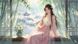 竹林古风美女