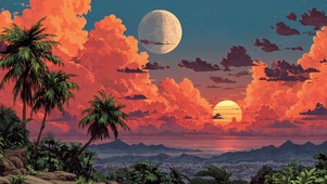 梦幻晚霞热带海岛