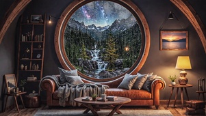 【雨景】圆窗客厅