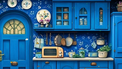 护眼绿景小厨房带鱼屏