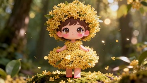 小清新桂花裙卡通Q版治愈小女孩