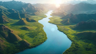 峡谷蜿蜒河流
