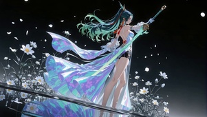 执剑炫彩少女