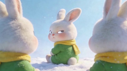 雪地治愈可爱软萌兔子