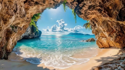 山洞外海滩