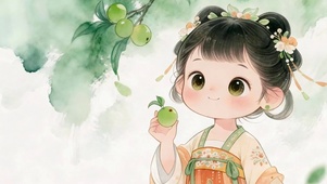 水墨青梅女孩