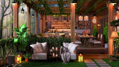 舒适森林雨天小屋