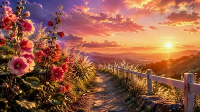 花海日落小径