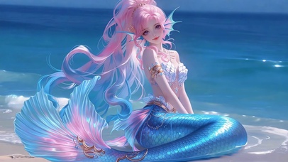 沙滩人鱼女孩