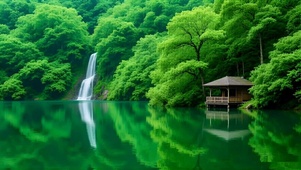 绿色护眼山水森林