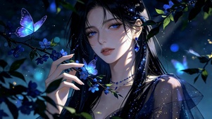 暗夜蓝蝶氛围感美少女
