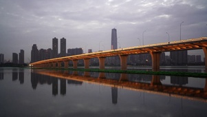 4K武汉城市地标沙湖大桥夜景