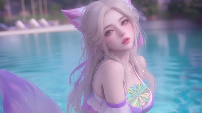 泳池猫耳朵女孩